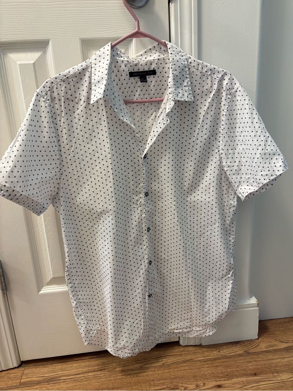 John Varvatos White Short-Sleeve Button-Down with Dot Print